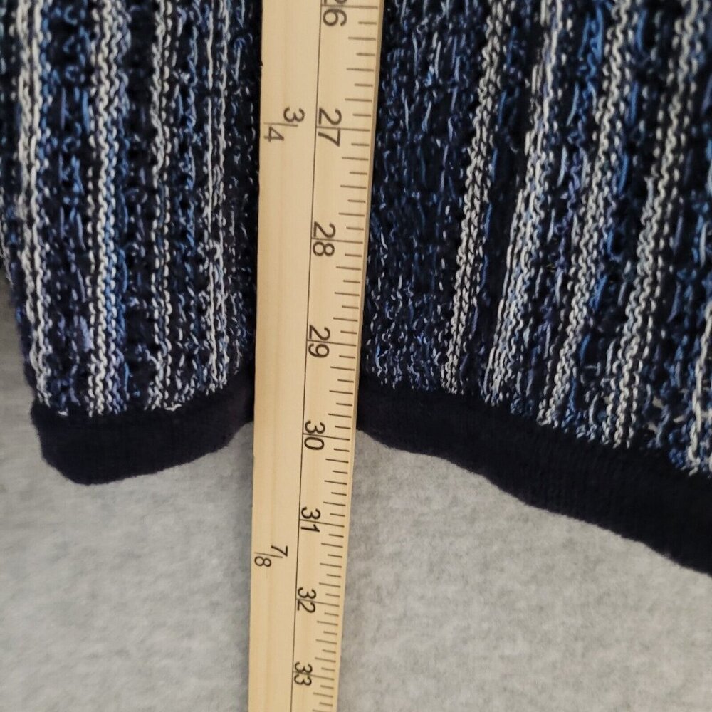 Liz Claiborne Womens Crochet Open Cardigan Size XL Navy 3/4 Sleeve Lagenlook - Picture 10 of 11
